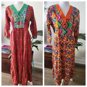 Long red Cotton dress